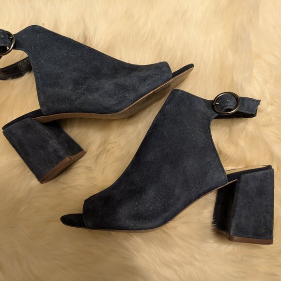 Nine West Navy Suede Block Heel Sandal - Picture 1 of 5